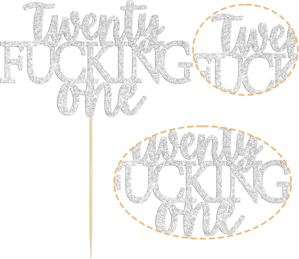 Gyufise black glitter 21st birthday cake topper on a food-grade pick - view 11