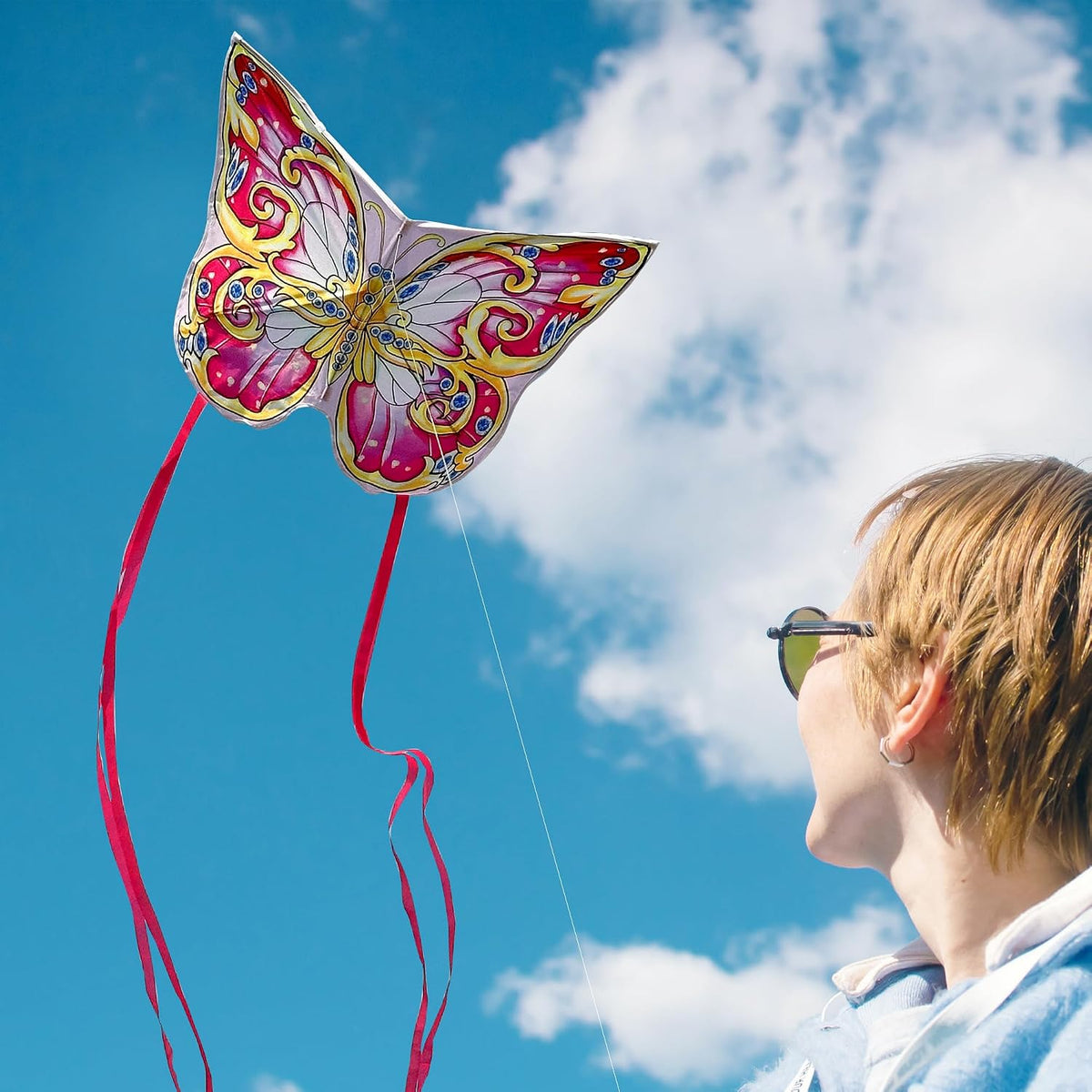 Xida Butterfly Kites for Kids and Adults Easy to Fly - Pink Butterfly - image 4