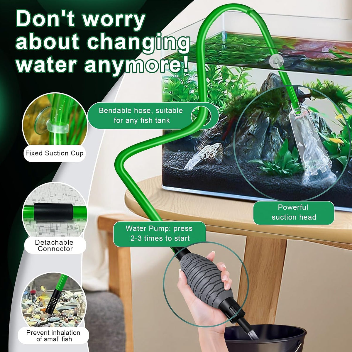 boxtech Fish Tank Water Change, Aquarium Gravel Vacuum Siphon - image 2
