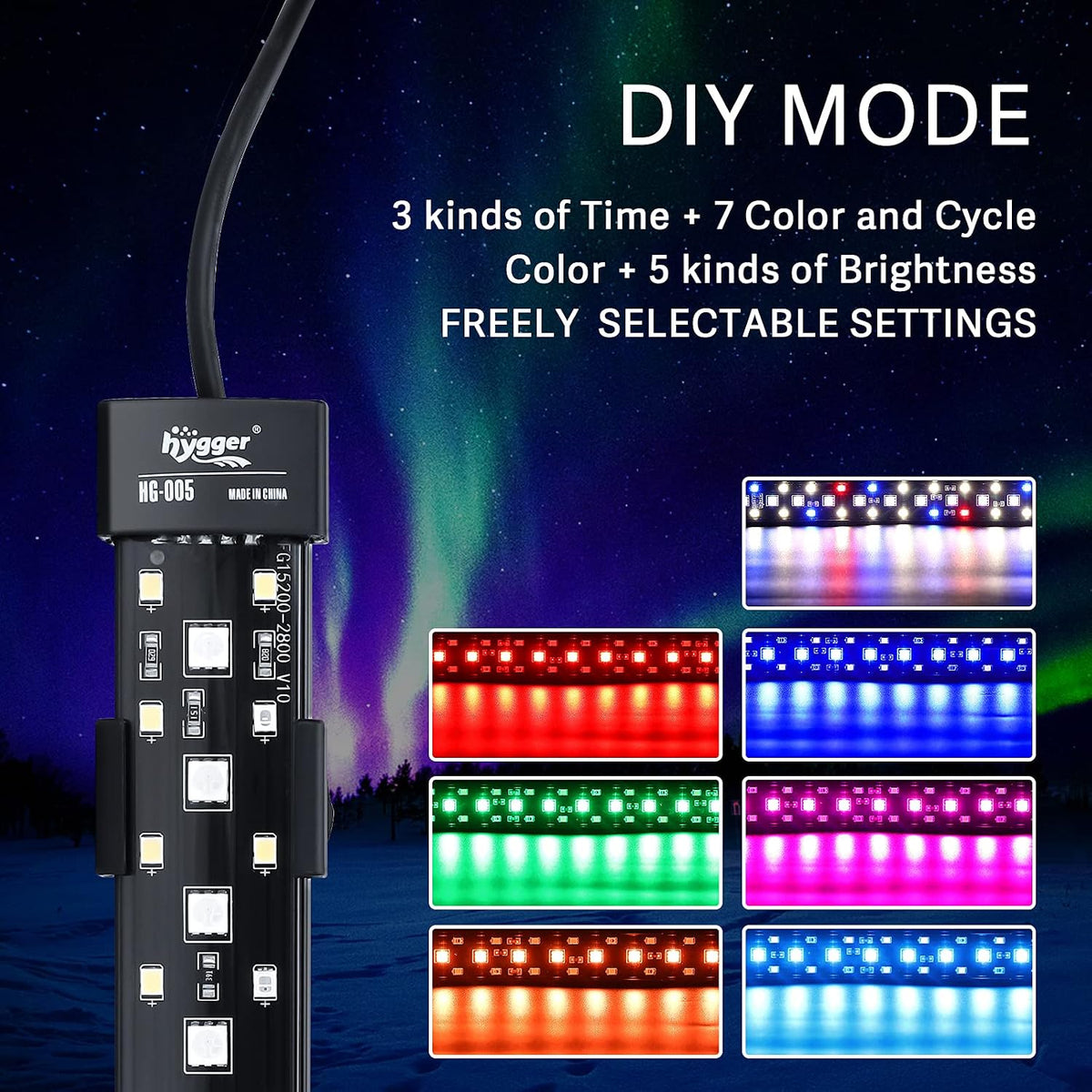 hygger 24/7 Mode Submersible Aquarium LED Light - 19.9in 12W - image 3