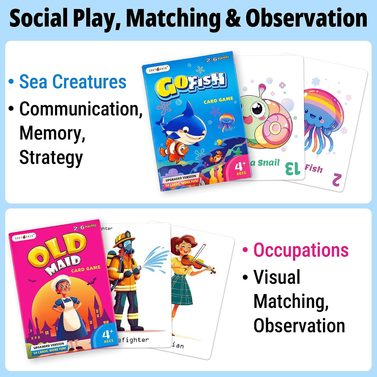 Upgraded Kids Card Games Pack, 6 Decks, Go Fish, Old Maid - Upgraded Classic Version (Standard Cards) - image 4