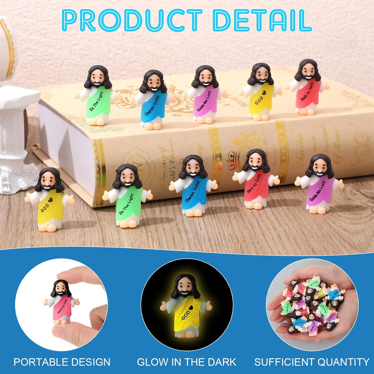 CroBlissful 50 little Jesus figurines that glow in the dark, five colors - view 13