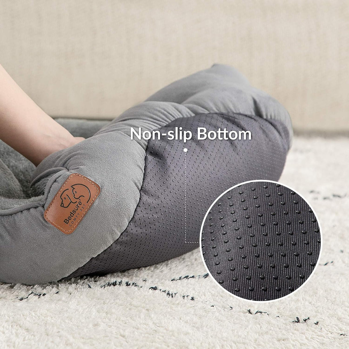 Bedsure Small Dog Bed Washable, Round Cat Beds for Indoor Cats - 20"L x 19"W x 6"Th / Grey - image 2