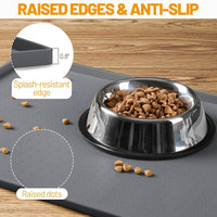 Hubulk Dog Feeding Mat,100% Waterproof Food Grade Silicone Pet Food and Water Bowl - Grey / 28"l X 18"w - image 3