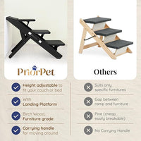 Dog Steps for Bed & Couch 2-in-1 Dog Stairs/Ramp - Height Adjustable Dog Ramp for Couch 7” - 20” - Pet Stairs, Dog Stairs for Small Dogs - Easy to Move Pet Steps with Landing Platform, Black
