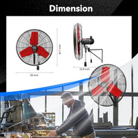 Pro 9500 CFM 24" Outdoor IP44 Waterproof Wall Mount Fan, 3-Speed Oscillating Metal Fans with Enclosure Motor, Heavy Duty Wall Fan for Patio, Warehouse, Garage, and Jobsite