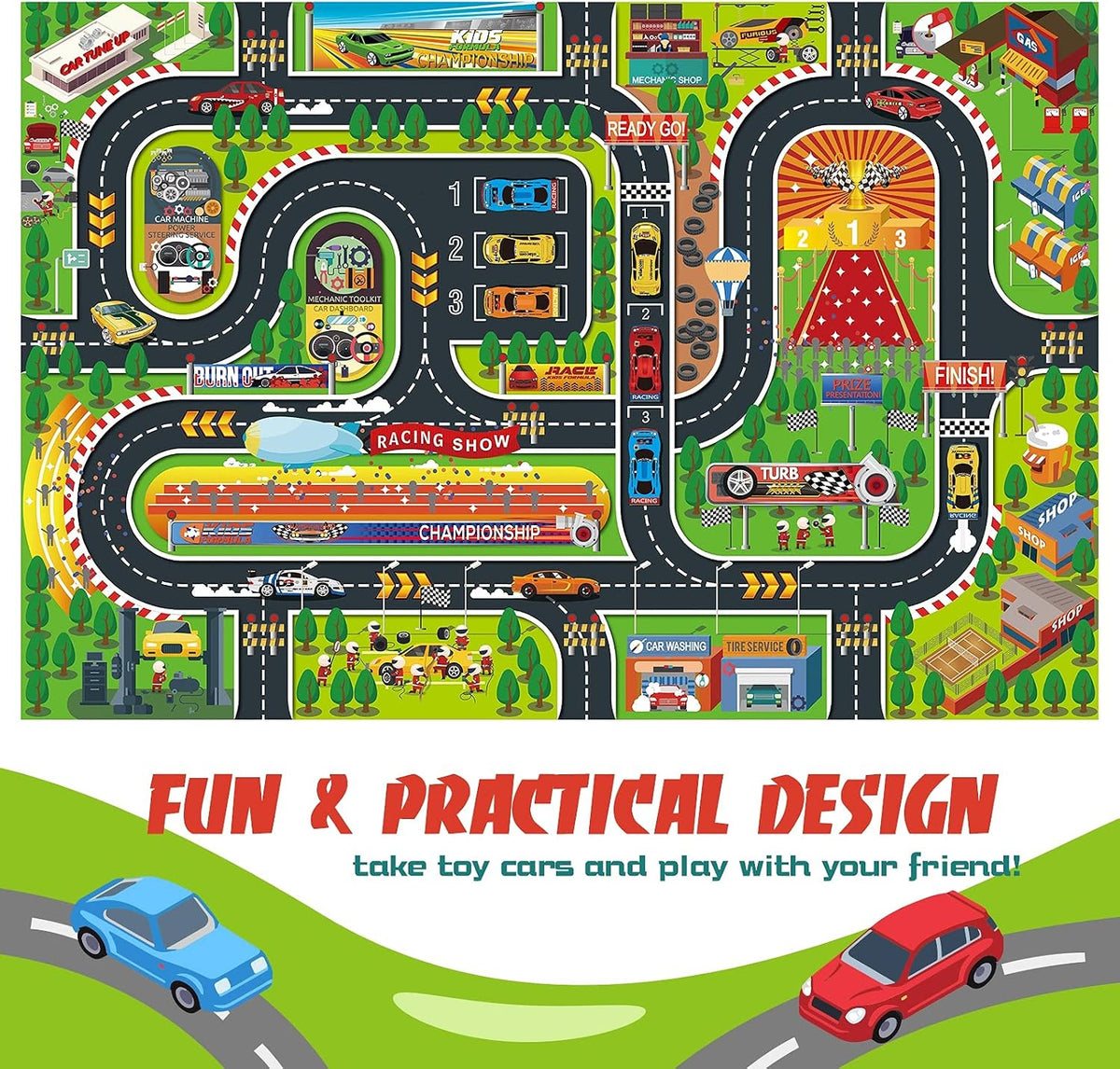 Oriate Kids Dream Mat Modern City Road Map Rug - Dinosaur Mat - image 2