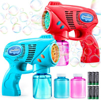 JOYIN 2 Kids Bubble Gun with 2 Bottles Refill Solution - Red+blue