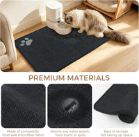 Dog Food Bowl Mat Pet Feeding Mat for Food Water 14.2x24In Grey – Essentials for Dogs - Black Rectangle / 24"L x 16"W - image 4