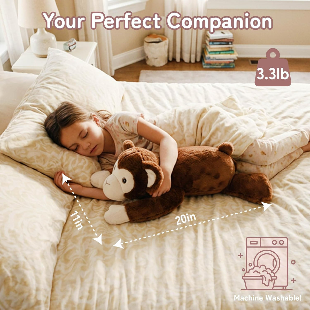 Niuniu Daddy Weighted Stuffed Animals - 3.3 Pounds / Monkey / Lying - image 2