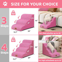 Zerbuger Dog Ramp and Stairs for Bed, Coffee 3 Steps 16" H - Pink / 4 - image 2