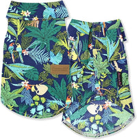 Parisian Pet Unisex Amazonia Shirt - Leafy Beach Outfit - Cotton Summer Clothes - Stylish Hook and Loop Dog Costume - Machine Washable for Large Dogs - XL