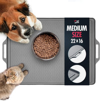 Tuff Pupper 36x24 XXL Dog Feeding Mat for Food and Water - Gray / Medium - 22" x 16"