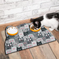 Cat Food Mats for Floor, Dog Pet Water Bowl Feeding Placemats for Food and Water Grey 17.7 * 9.8 - Grey / 17.7"L x 9.8"W - image 2