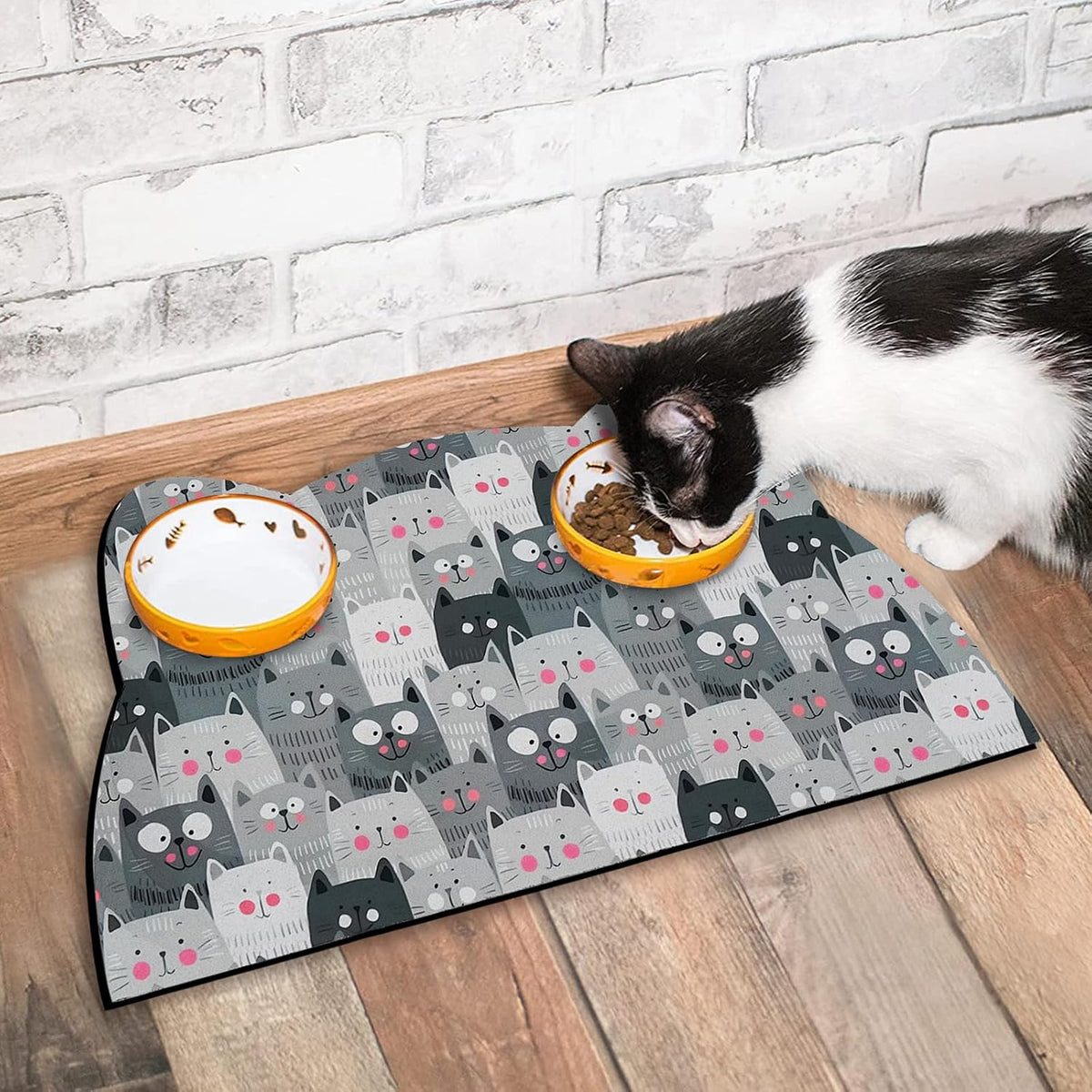 Cat Food Mats for Floor, Dog Pet Water Bowl Feeding Placemats for Food and Water Grey 17.7 * 9.8 - Grey / 17.7"L x 9.8"W - image 2