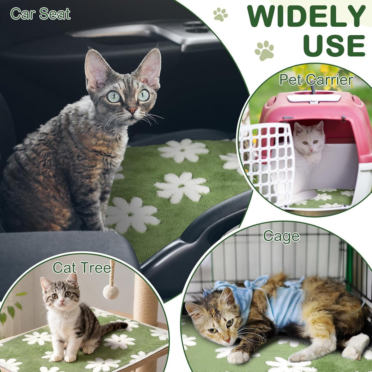 4 Pack Self Heating Cat Pad Self Warming Dog Mat, Heart - Flowers / 16 x 20 Inches - image 4