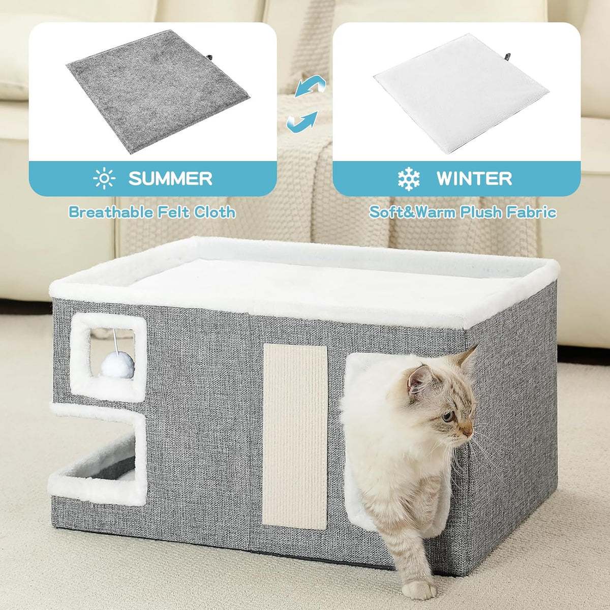 Cat Houses for Indoor Cats - Grey / X-Large - image 3