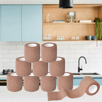 9 Pack 2" x 5 Yards Self Adhesive Bandage Wrap Self Stick Wrap for Ankle, Wrist, Finger, Sports, Breathable Cohesive Vet Tape for Pets (Brown)