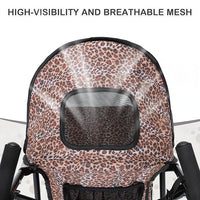 MoNiBloom 4 Wheels Pet Stroller, Easy-Fold Umbrella Shaped Dog Cat Jogger Stroller w/Storage Bag & Visible Mesh for Small/Medium Dogs Cats Leopard Print