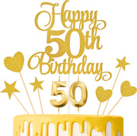 50th Birthday Cake Decorations - Gold