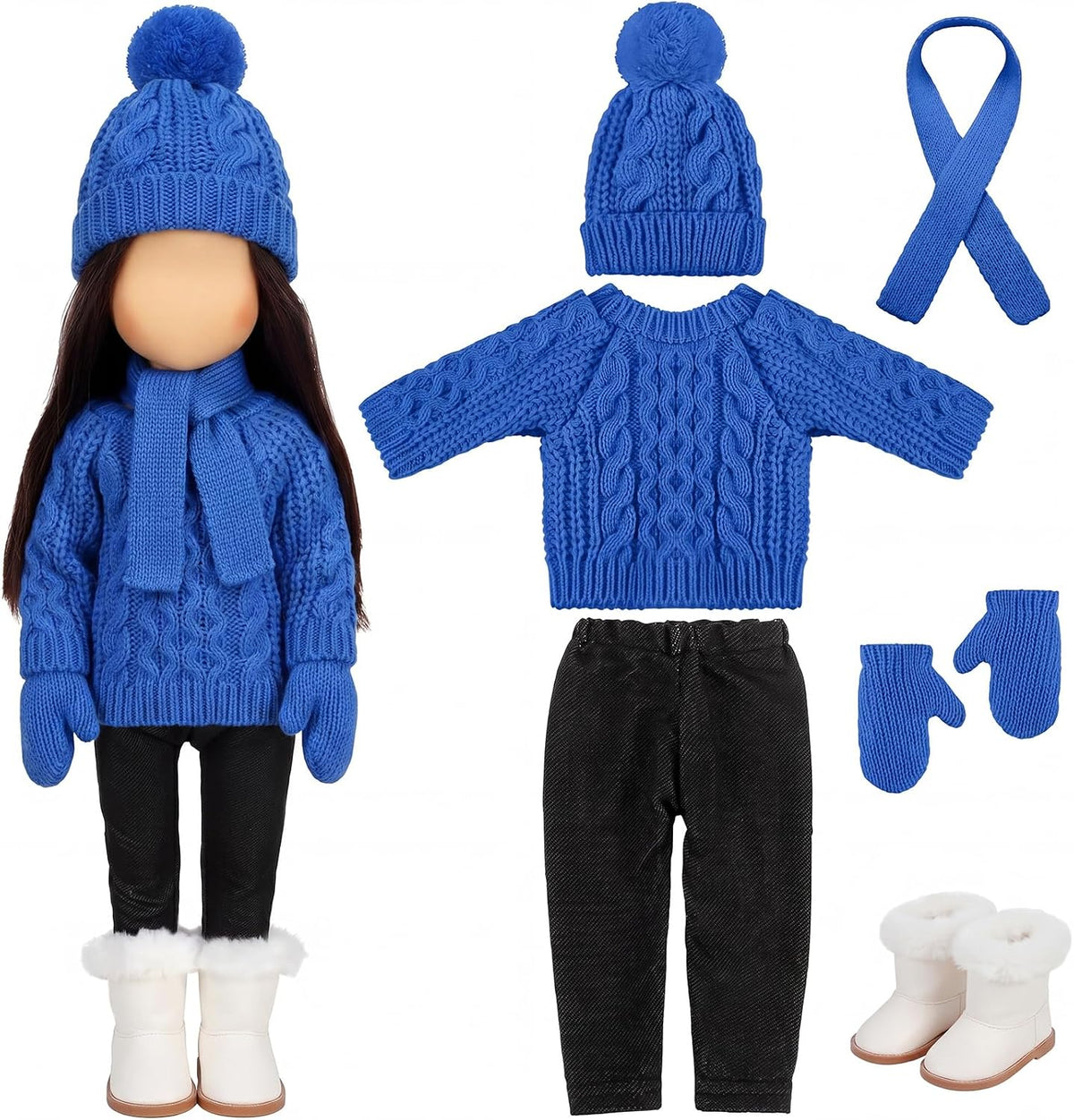 Bencailor 18 inch doll clothes set with jacket, vest, pants, hat and high boots in Christmas cowgirl style