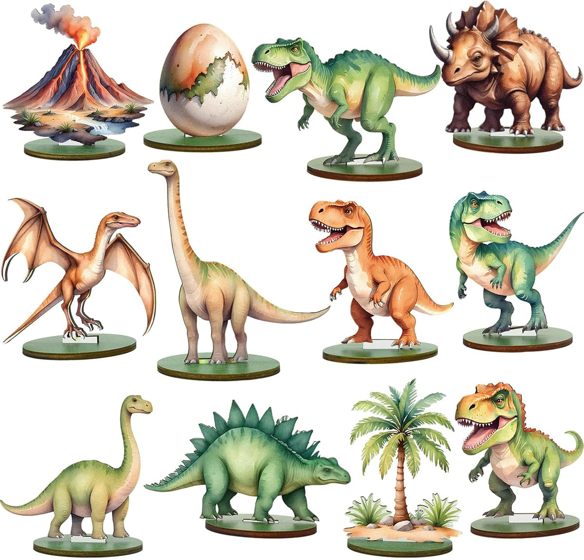 FYSUIMU woodland animal table centerpieces, 12 painted wooden signs standing in matching bases - view 4