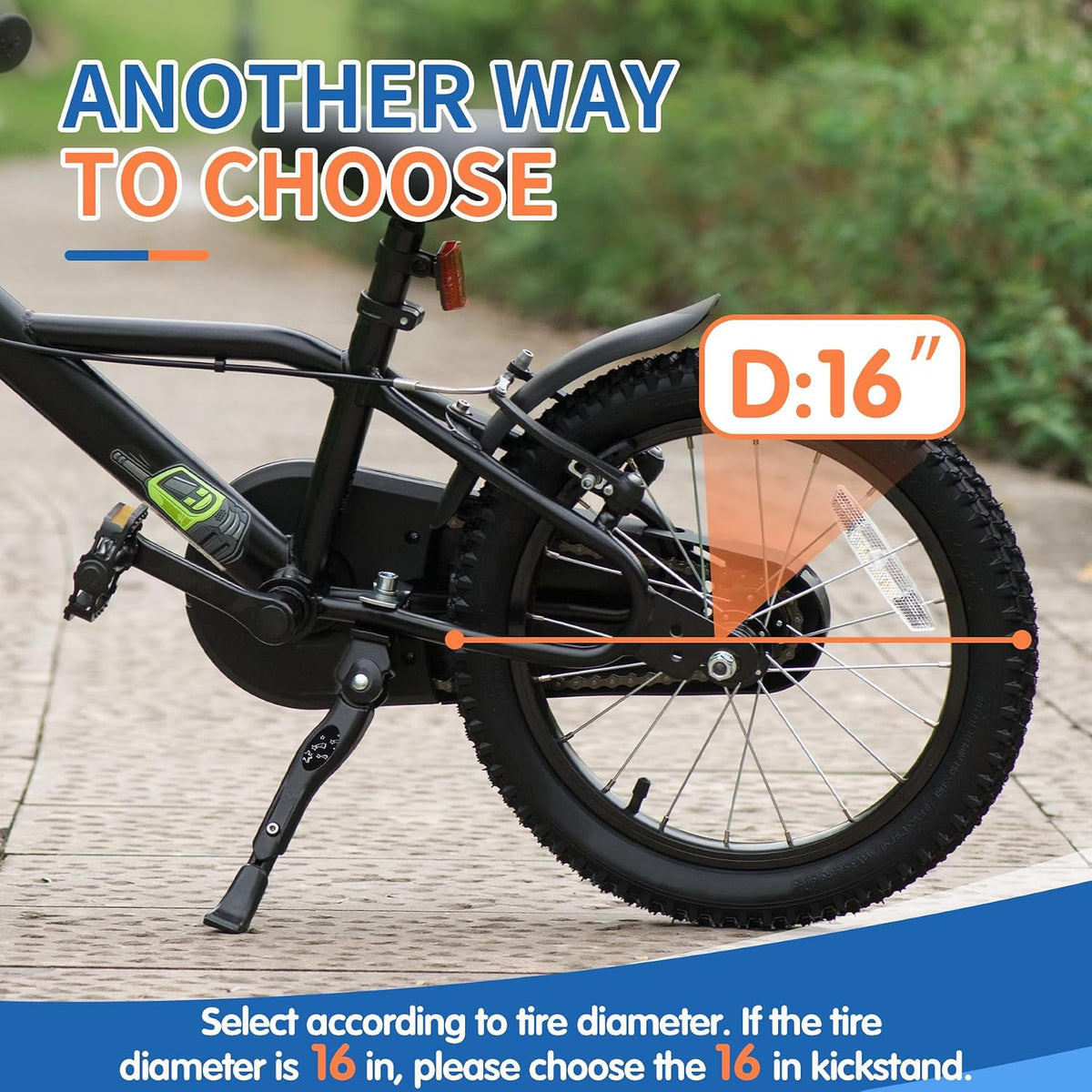 LEICHTEN Kickstand for Kids Bike Center Mount for 16 18 20 Inch - Black / For 16-20 Inch Wheels - image 4