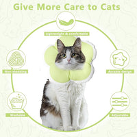 Cat Cone Collar Soft, Waterproof Cats Cones to Stop Licking After Surgery, Adjustable Soft Elizabeth Cats Collars for Wound Healing, Flower Shape Cat Recovery Collar (Green, Large)