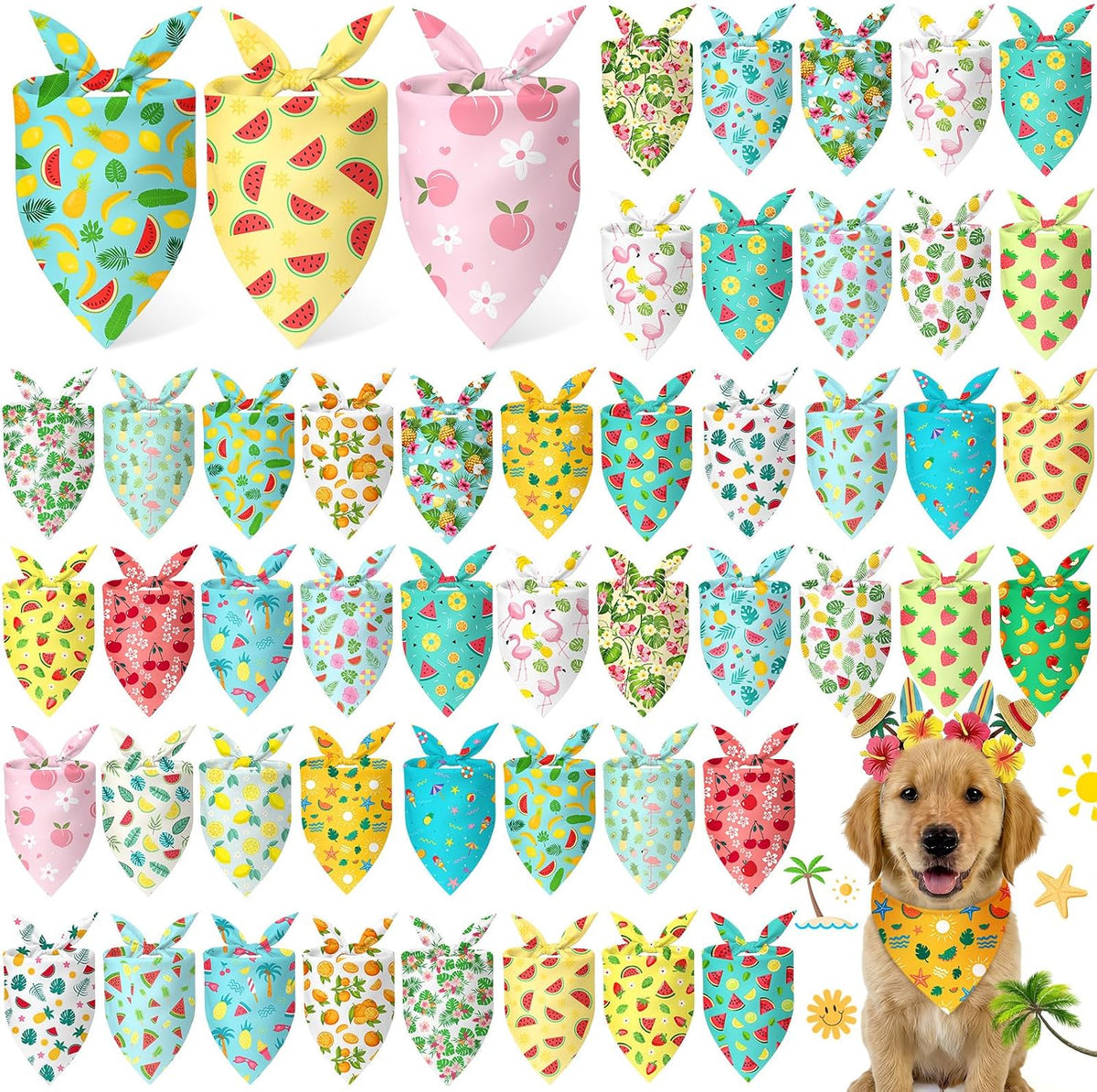 Abbylike 50 Pcs Halloween Dog Bandanas Bulk - Summer / 19.7 x 13.8 x 13.8''