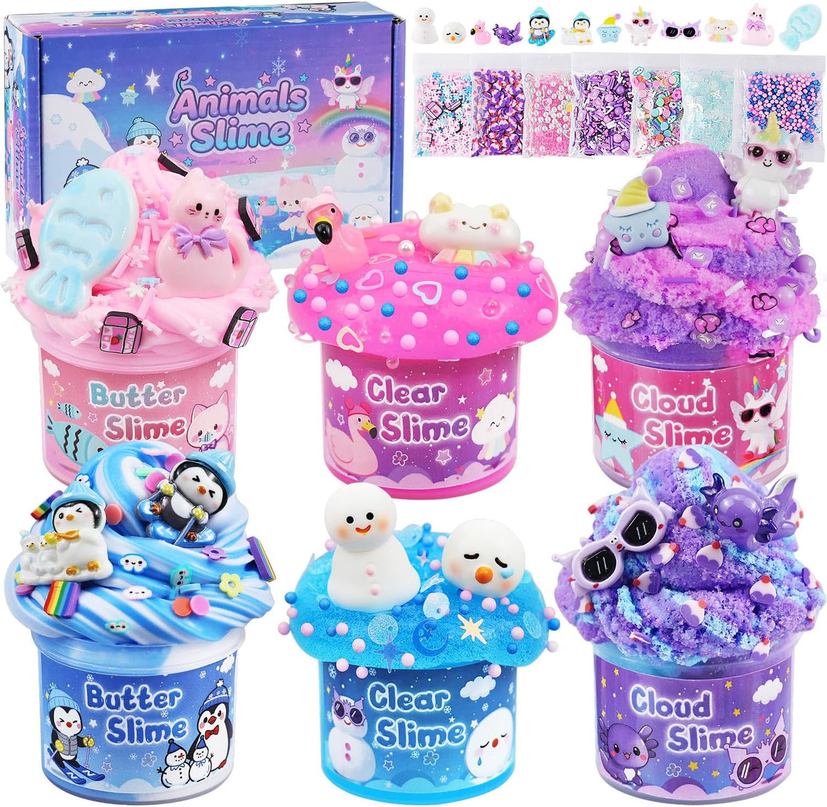 6-Pack Pink Slime Kit for Girls - Animal