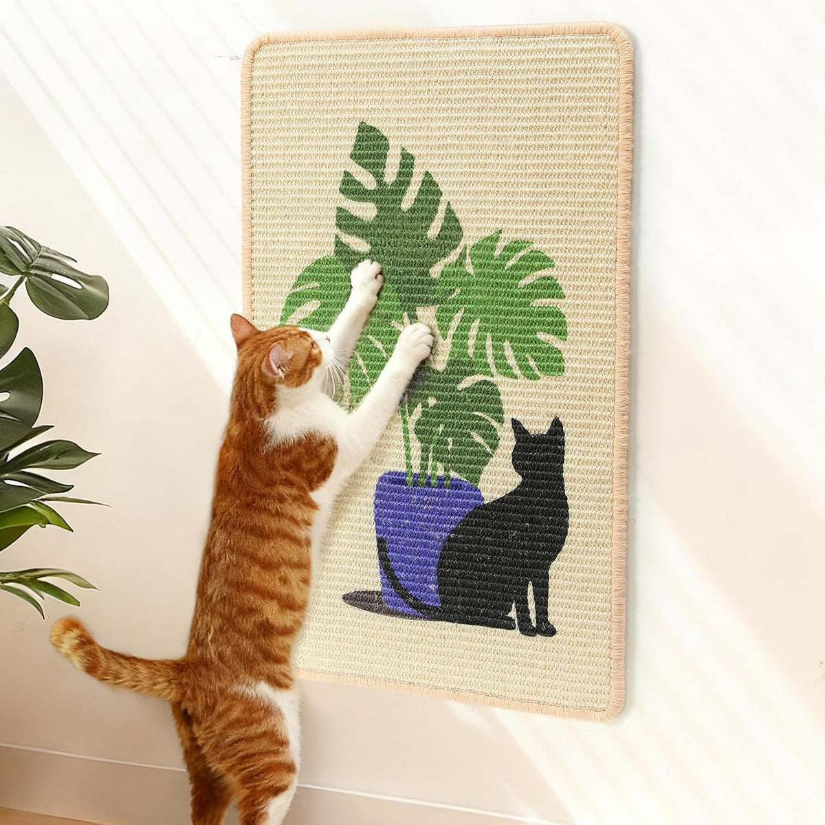 FUKUMARU Cat Scratcher Mat - Monstera-1 Pack-23.6 x 15.7 Inch