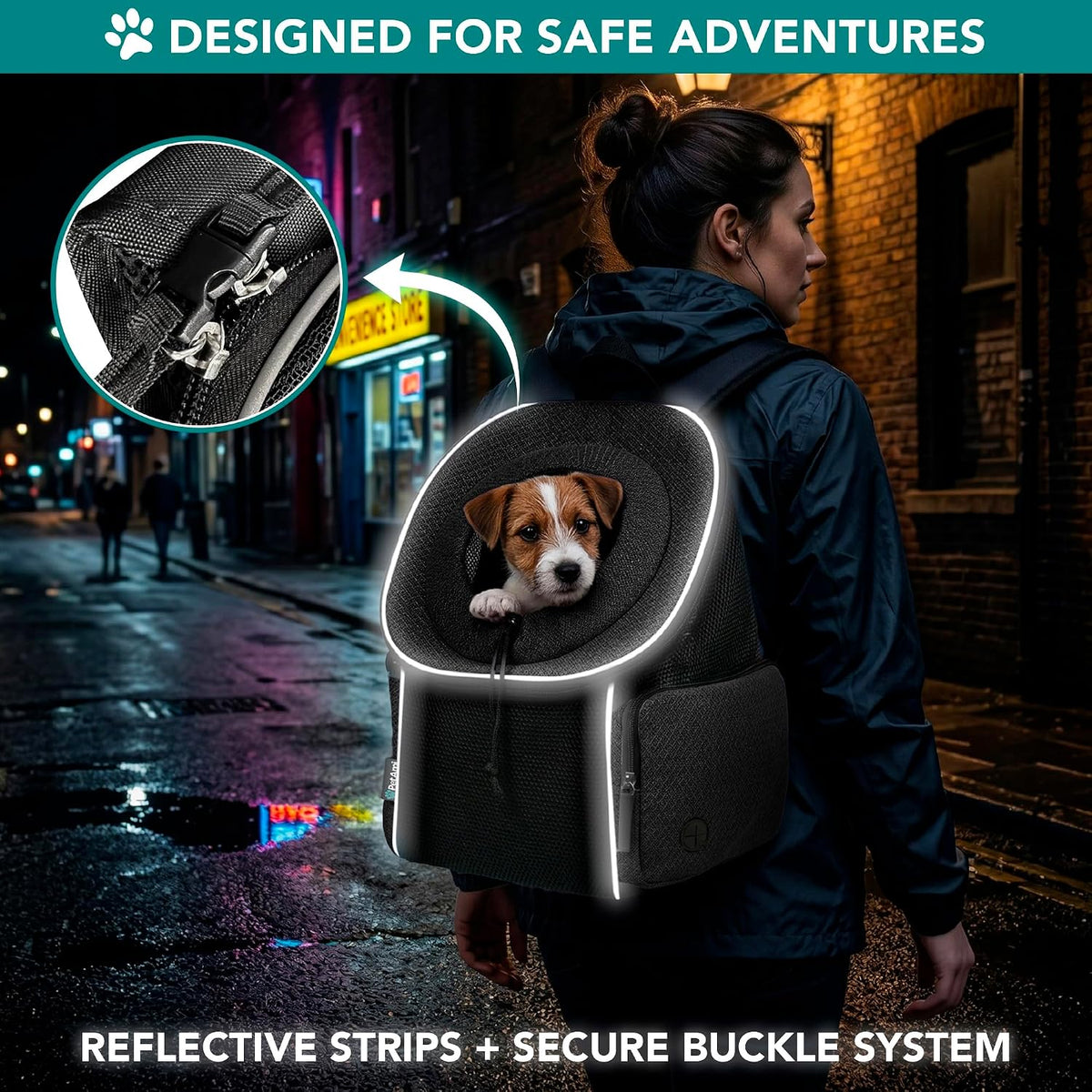 PetAmi Dog Carrier Backpack, Hands Free Front Pet Carrier - Black / 16.5"L x 10.0"W x 17.0"H - image 3