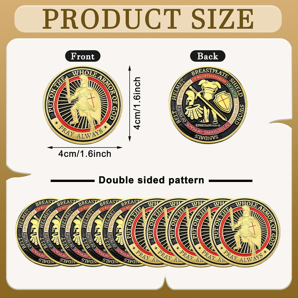 Nosiny 20 Pcs Armor of God Coins Metal Christian Challenge Coins - Novel Style - image 2