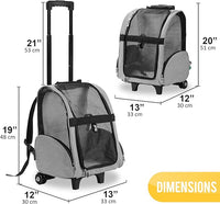 KOPEKS Deluxe Backpack Pet Travel Carrier with Double Wheels for Pets up to 10 Pounds - Black - Approved by Most Airlines