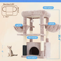 Hey-brother Cat Tree Tower with Large Platform, Spacious Condo - Muchroom / 35.4 Inches - image 2