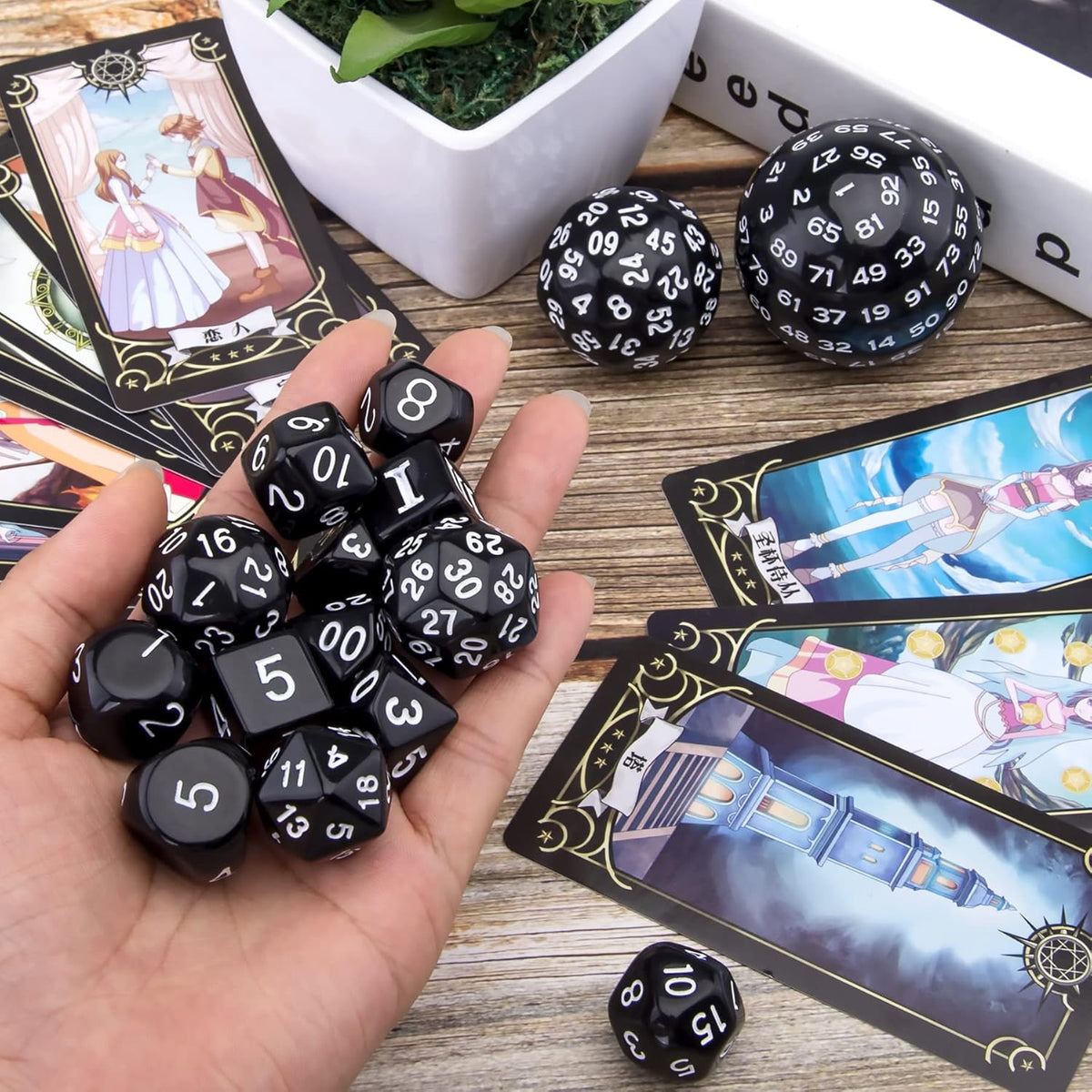 AUSTOR 15 Pieces Complete Polyhedral Dice Set D3-D100 Game Dice Set – Fun for Kids & Family - Black & White - image 3