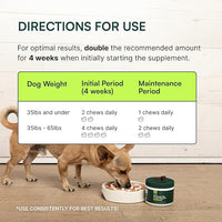 Wuffes Advanced Dog Hip and Joint Supplement with Glucosamine, Chondroitin, Omega 3, MSM, and Green Lipped Mussel, 60 Pork Flavored Chews for Small and Medium Dog Breeds