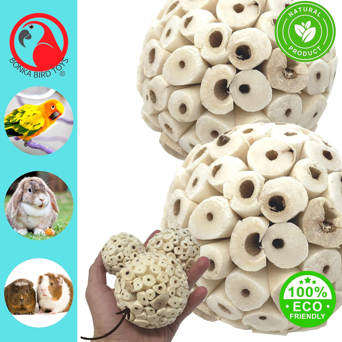 Bonka Bird Toys 2117 Pk6 Sola Atta Balls Foot Talon Craft Part Parrot - Pk2 Large Sola Atta Balls - image 3