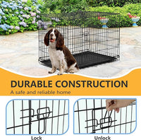 FDW Dog Crate Dog Kennel Cage with Double Door,36 inch Folding Metal Wire Dog Cage with Removable Tray&Divider Panel,Pet Crate for Medium Dogs,Black