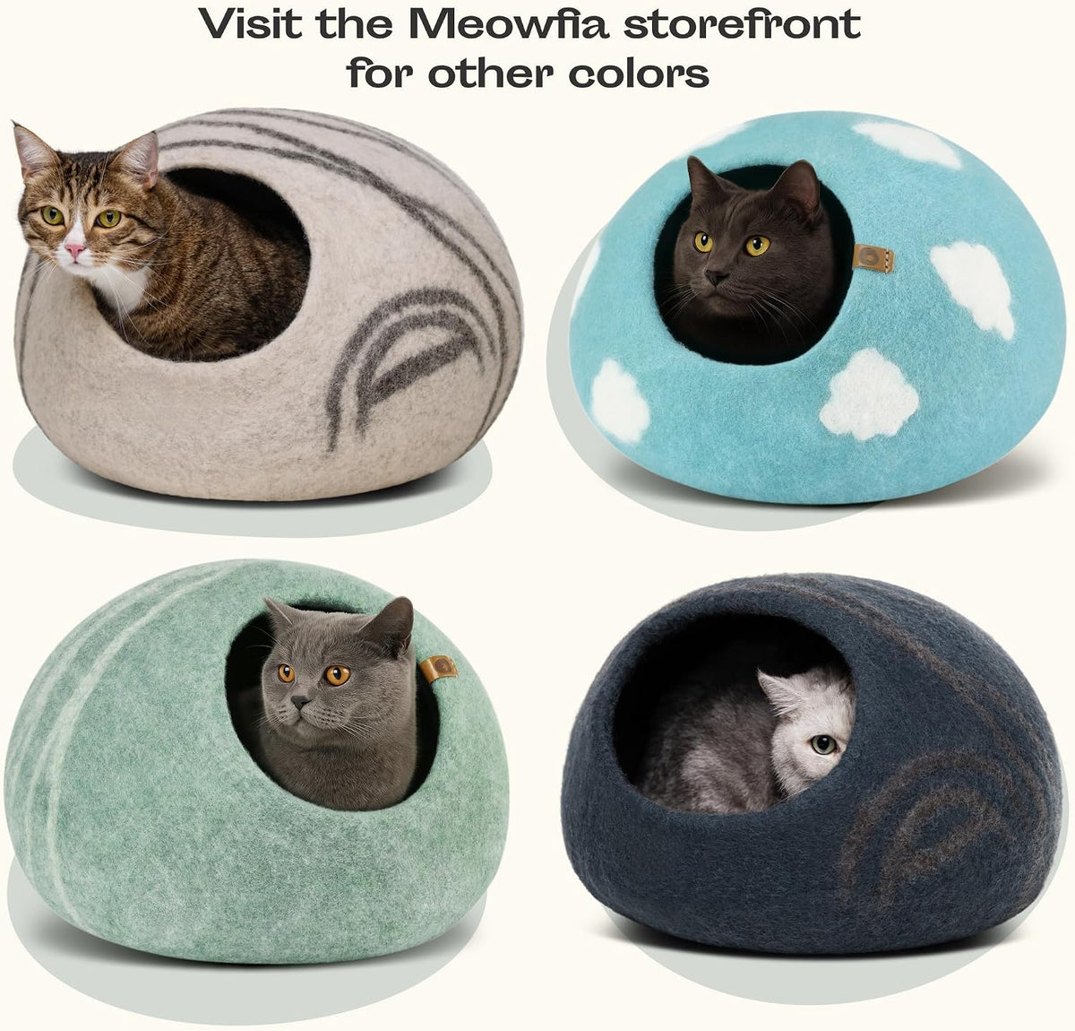 Cat Cave, New Zealand Wool Bed for Indoor Cats - Pistachio / Medium - image 4