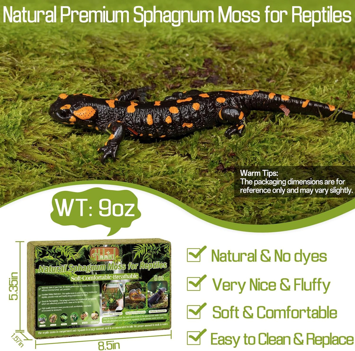 9 OZ Sphagnum Moss for Reptiles, Green Terrarium Moss - 9OZ - image 2