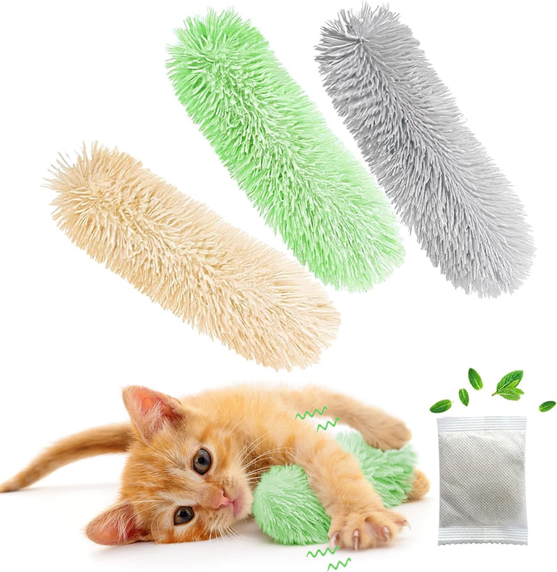 Rishoesu 3 Pcs Interactive Cat Toys Cat Pillows - Yellow+Green+Grey