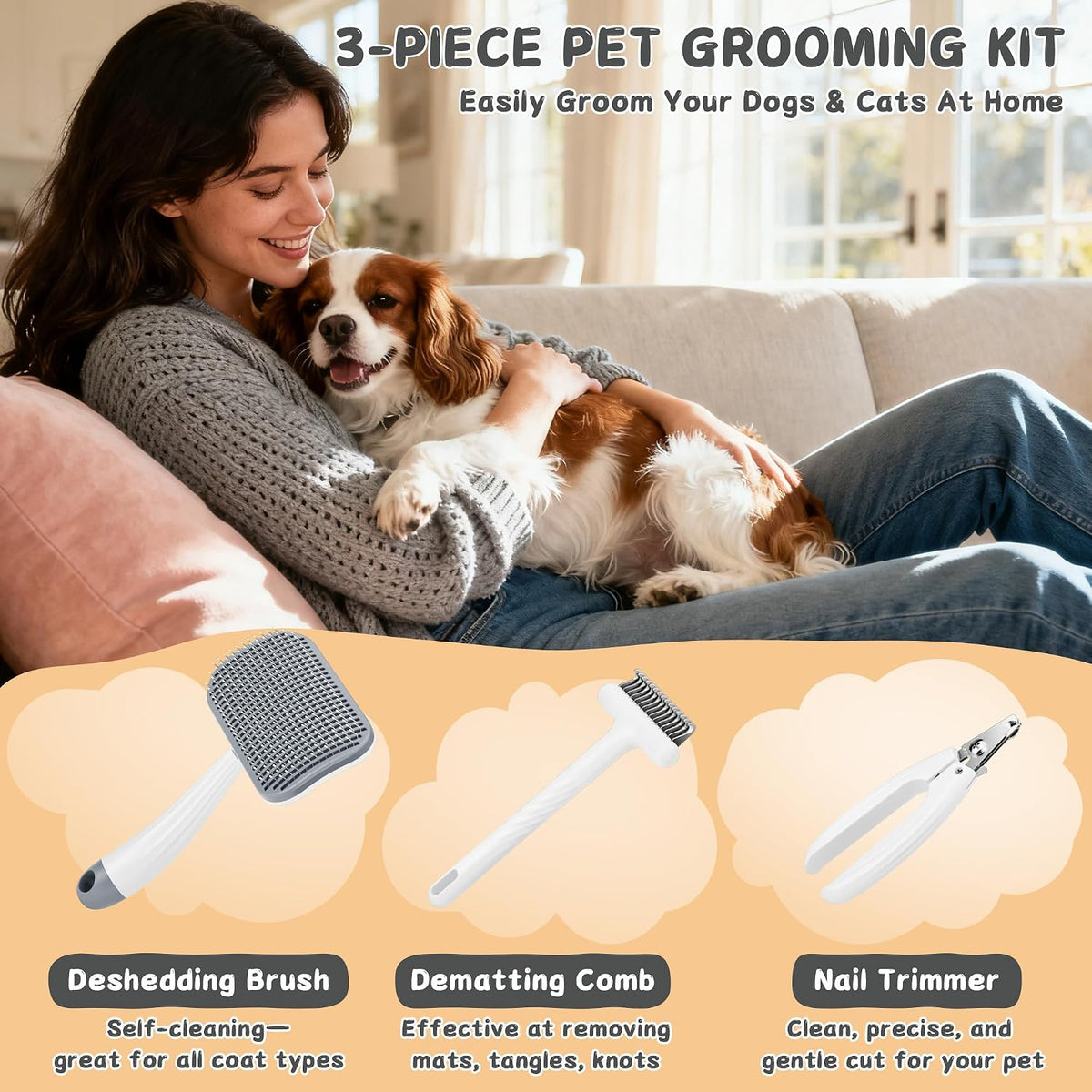 3-Piece Dogs & Cats brush for shedding - image 3
