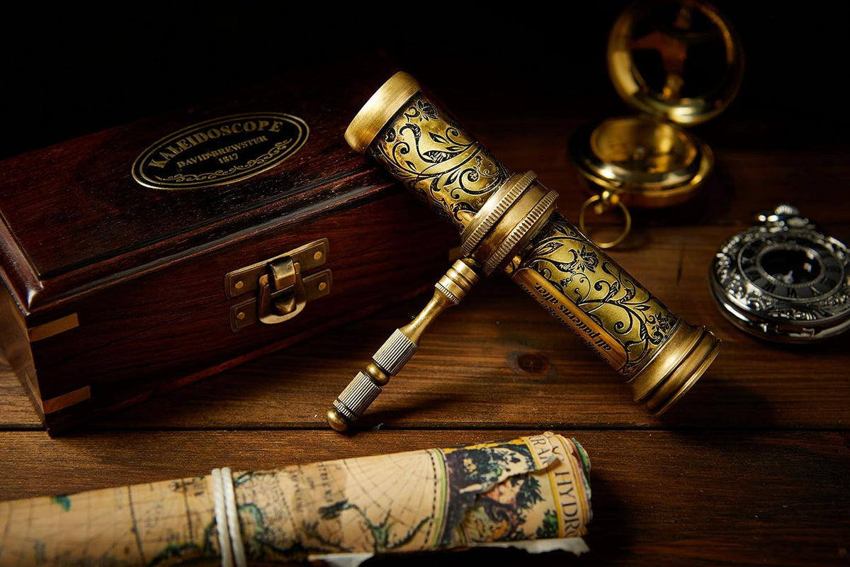 Antique Brass Kaleidoscope Gift for Men, Kids and Adults - With Handle - image 2