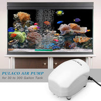 PULACO 210 GPH Ultra Quiet Aquarium Air Pump Dual Outlet, Fish Tank Aerator Pump with Accessories, Under 300 Gallon Fish Tanks