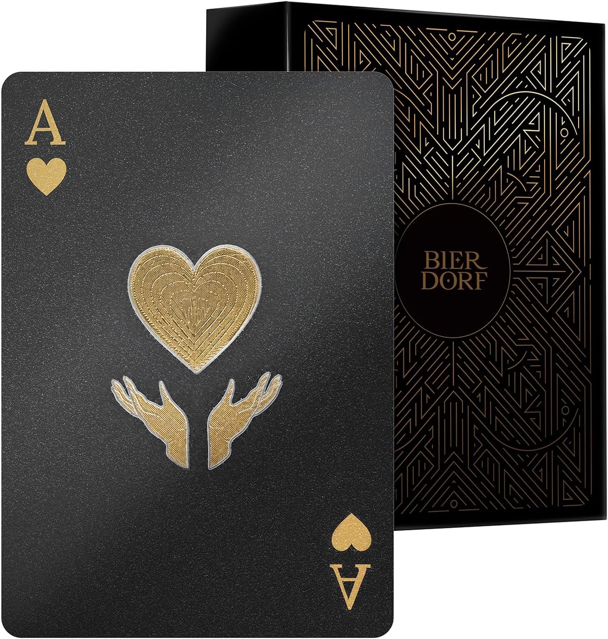 BIERDORF Waterproof Playing Cards, Deck of Cards, Poker Size – Fun for Kids & Family - Mattle Black