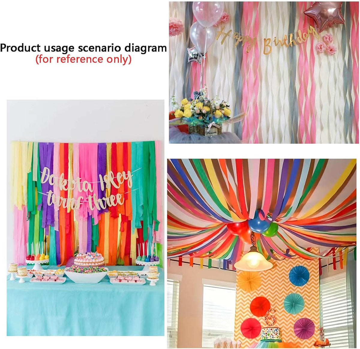 We Moment Dusty Blue Light Blue White Crepe Paper Streamers 1.8 Inch - pink and blue - image 3