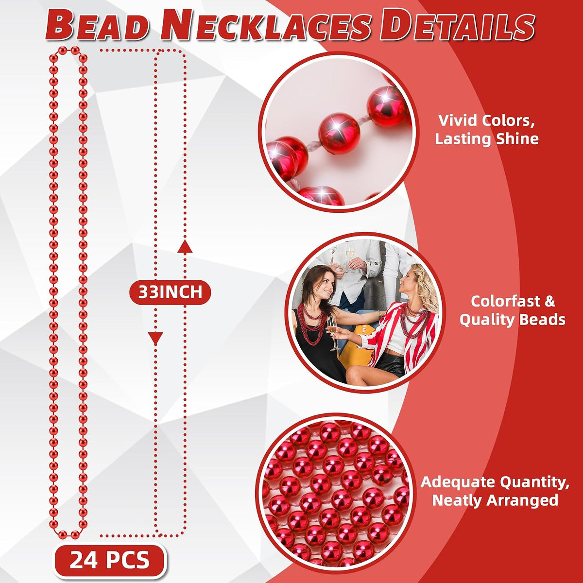 YAXINRUI 120 PCS St. Patricks Day Necklaces - Red / 24 Pcs - image 4