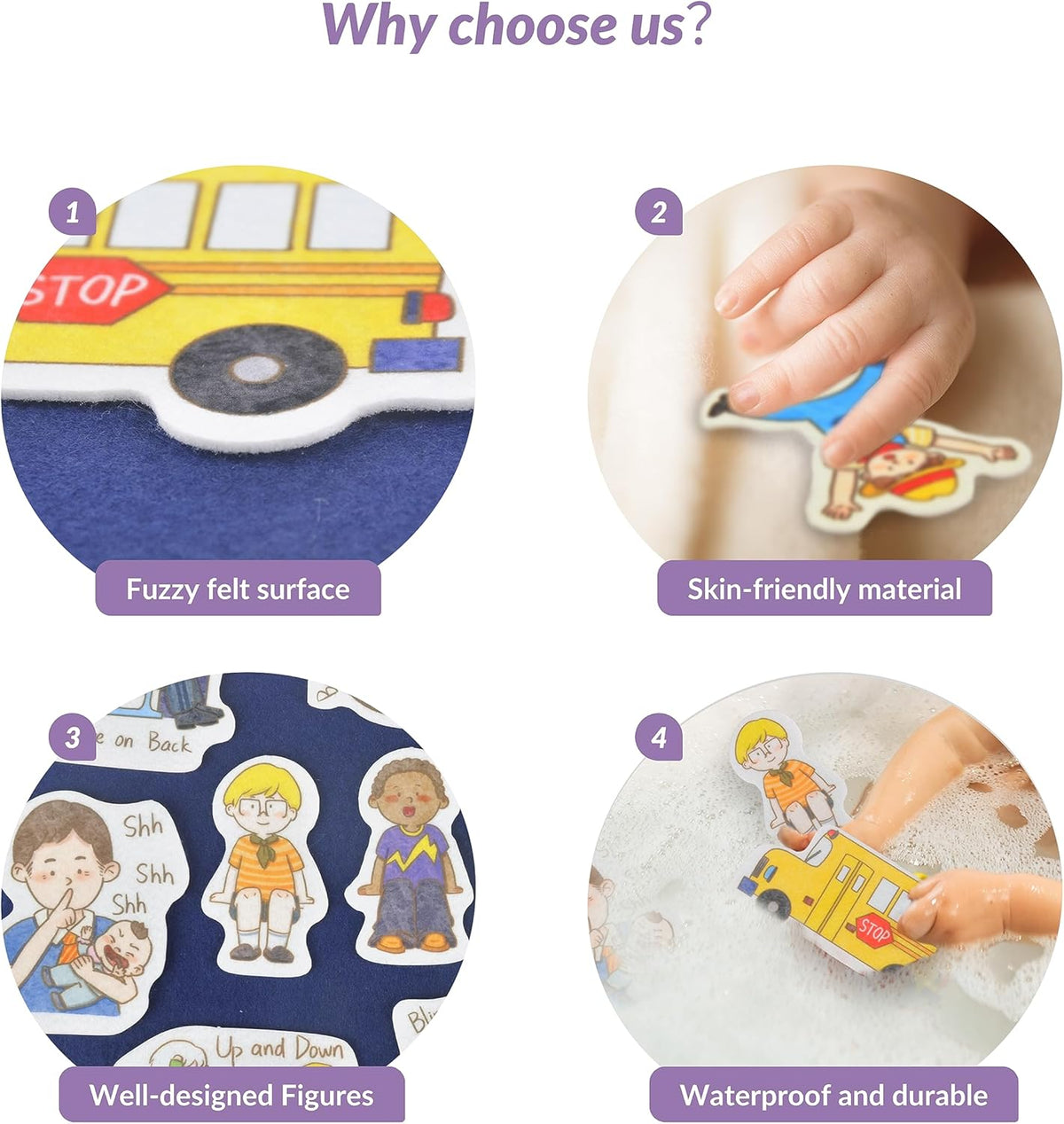 CHEFAN Felt Board for Toddlers, Felt Story Board - Wheels on the Bus - image 3