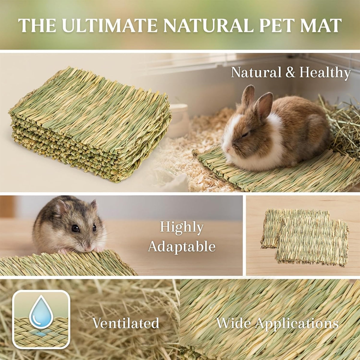 Sukh Bunny Mat, Grass Mats for Rabbits - 4 PCS - image 4